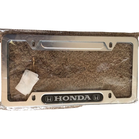 Honda License Plate 2PC Stainless Steel Frame New No Hardware Silver Protection - Picture 1 of 1
